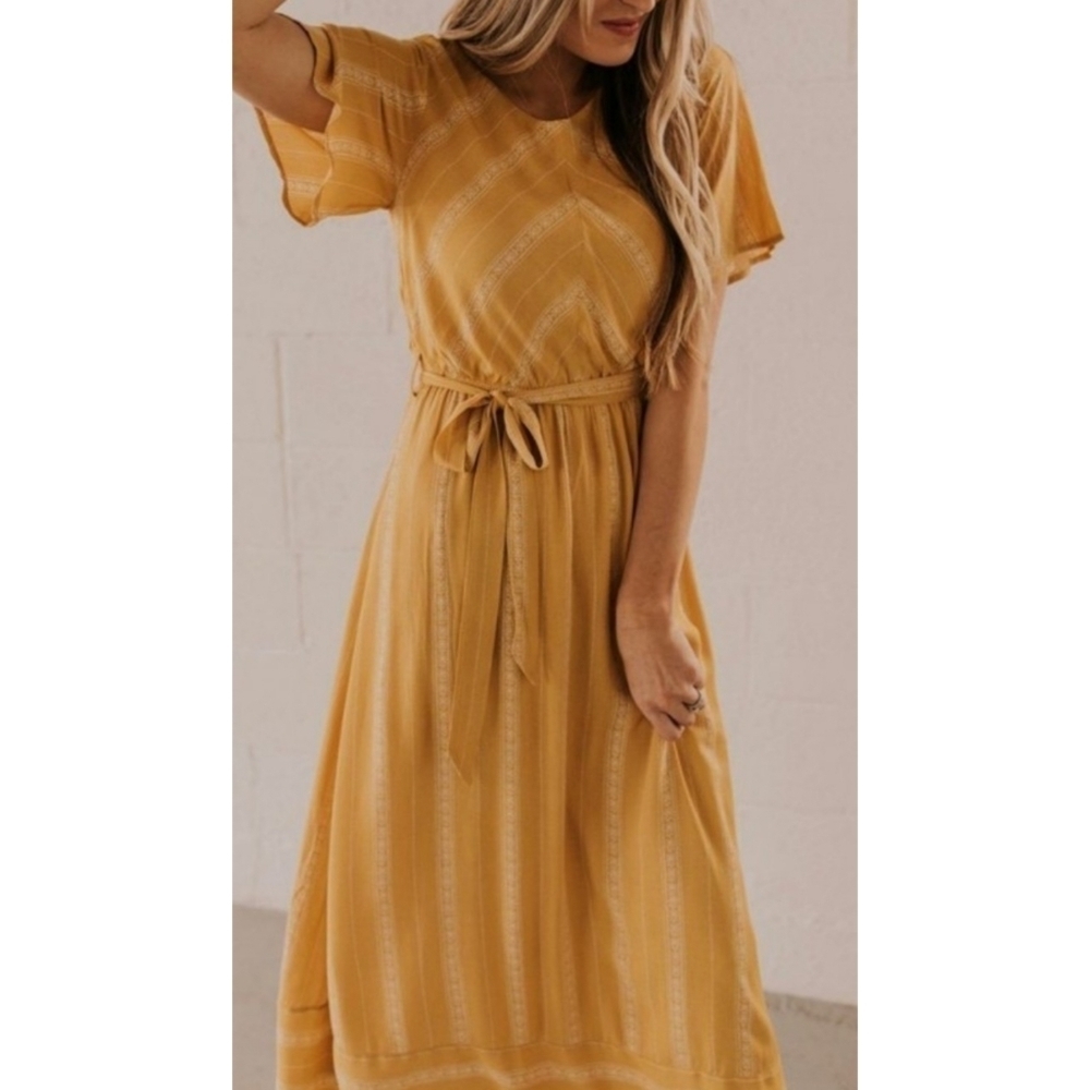 Rosevose Maxi Print dress Yellow Size L